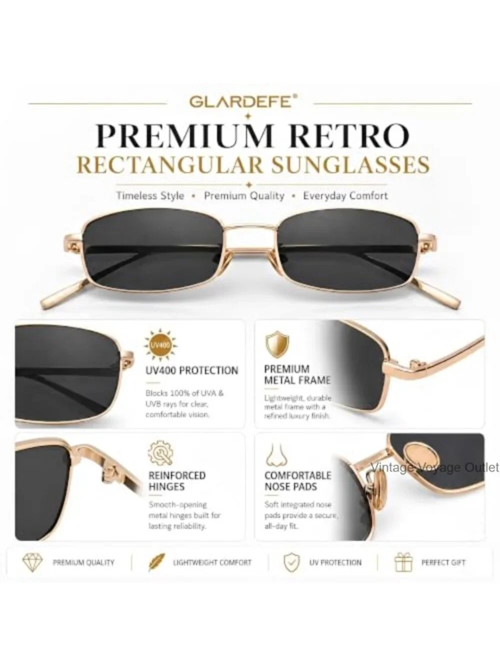 Y2K Retro Rectangle Sunglasses UV400 Protection Narrow Frame Metal